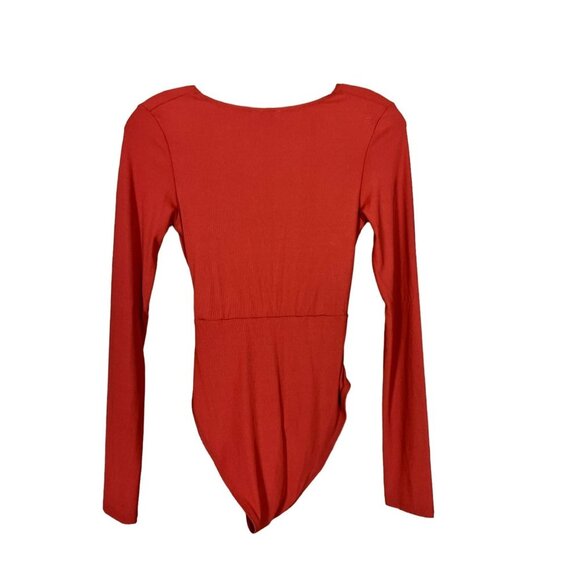 Topshop Women's Dark Orange Long Sleeve Onepiece Bodysuit - Picture 2 of 6